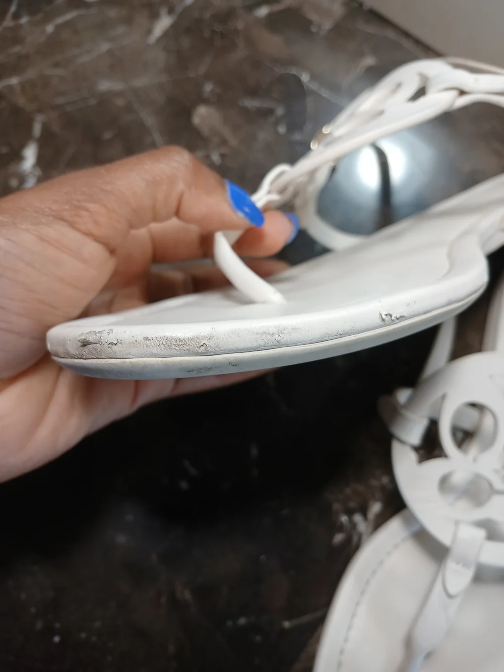 Coach White Cutout Logo Thong Sandals
